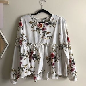 White Floral Blouse